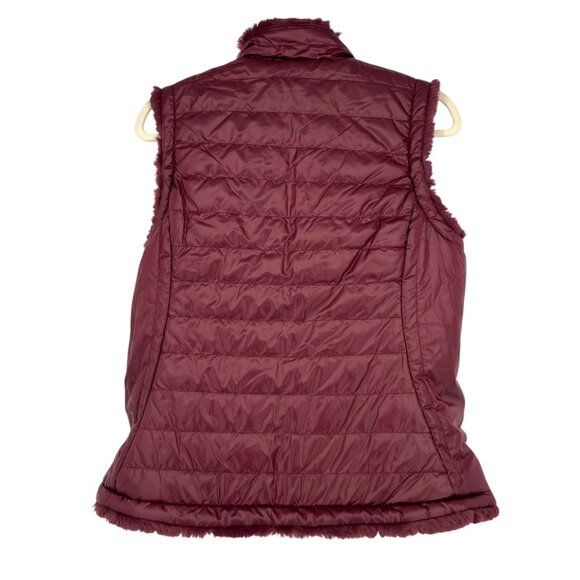 Nicole Miller Reversible Quilted Faux Fur Vest Wine Size Medium NWT - Picture 6 of 12